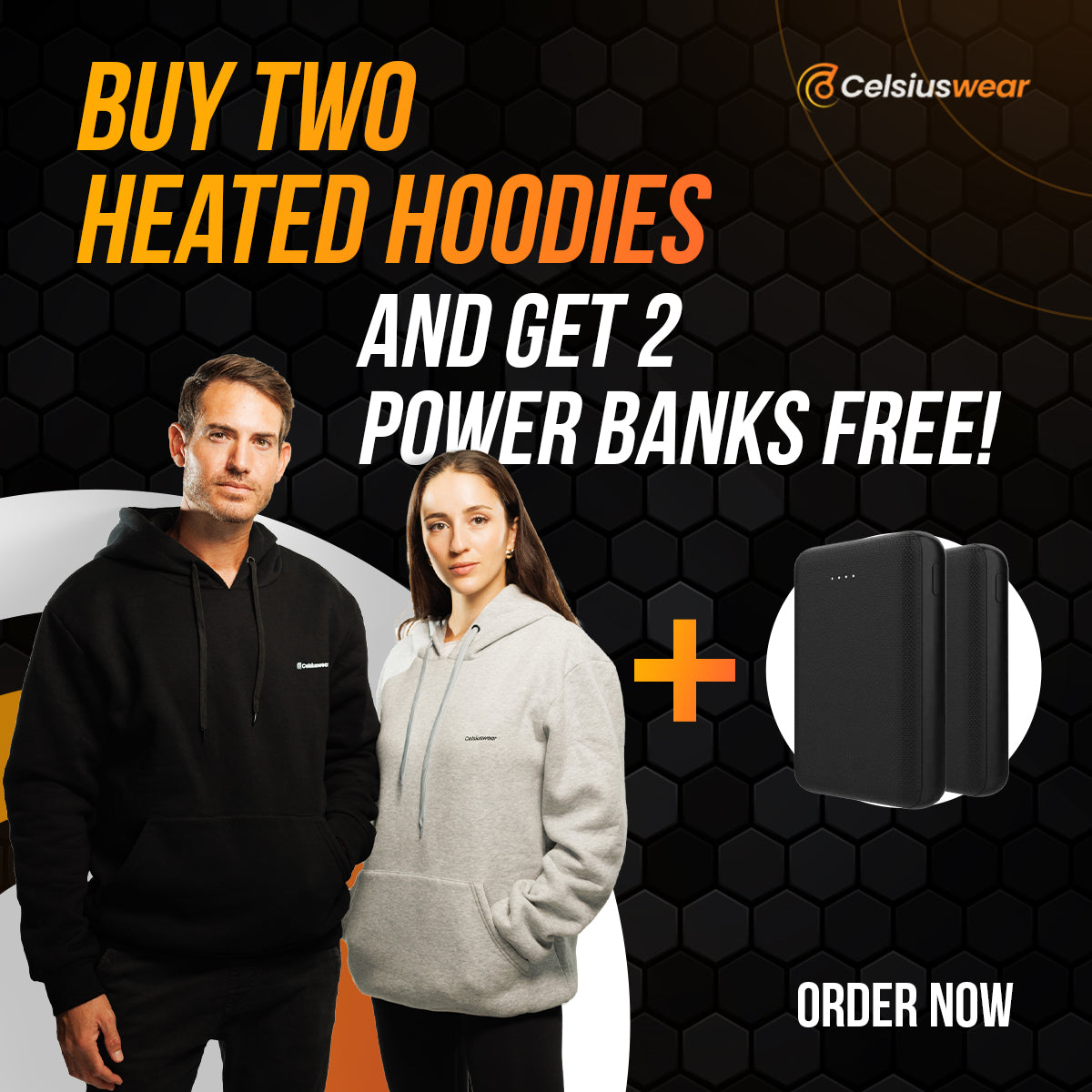 CelsiusHoodie™ - Couple Deal - 2x Hoodie + 2x FREE Powerbank
